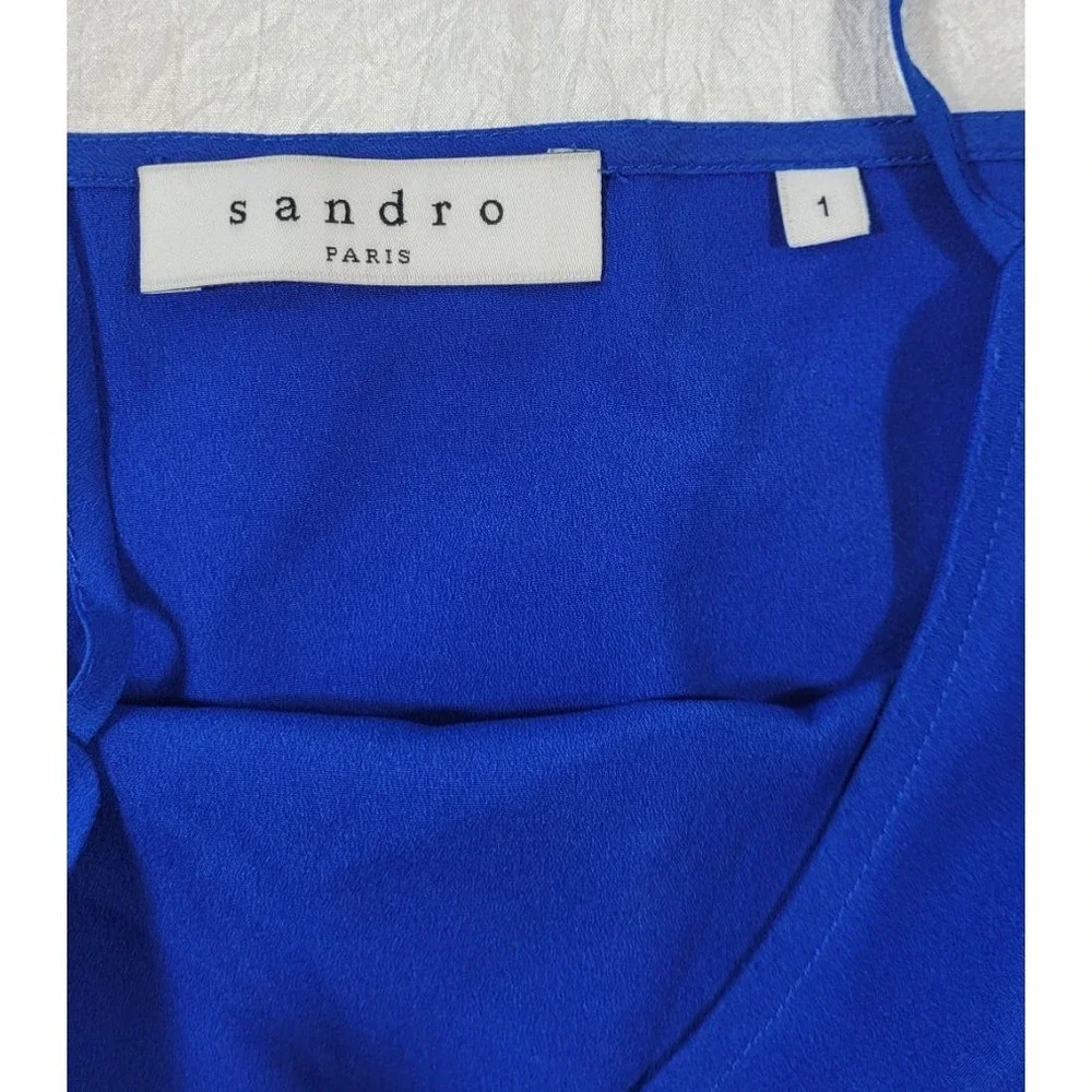Sandro Paris Women's Sheer Sleeveless Top w/ Silk Cami - Blue - Sz 1 (US 4) - Picture 5 of 7